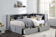 Orion (4) Twin Bookcase Corner Bed with Storage Boxes in Gray - B2063BC-1BCT* - FAMSA Furniture (TX)