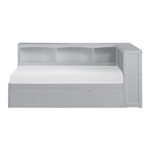 Orion (4) Twin Bookcase Corner Bed with Twin Trundle in Gray - B2063BC-1BCR* - FAMSA Furniture (TX)