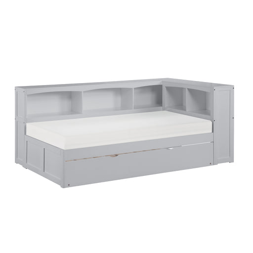 Orion (4) Twin Bookcase Corner Bed with Twin Trundle in Gray - B2063BC-1BCR* - FAMSA Furniture (TX)