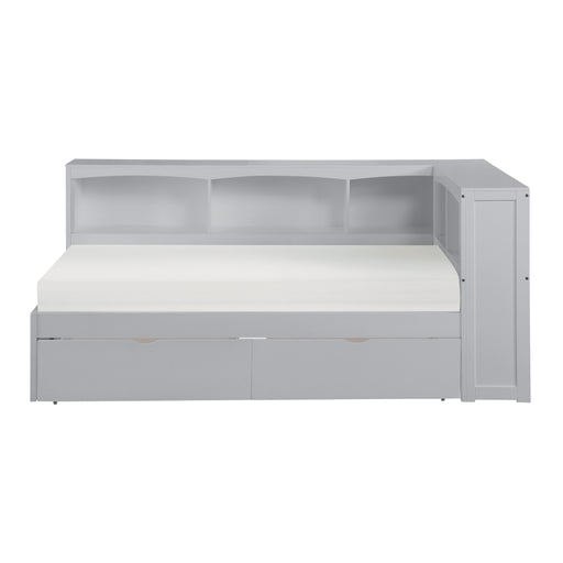Orion (4) Twin Bookcase Corner Bed with Storage Boxes in Gray - B2063BC-1BCT* - FAMSA Furniture (TX)