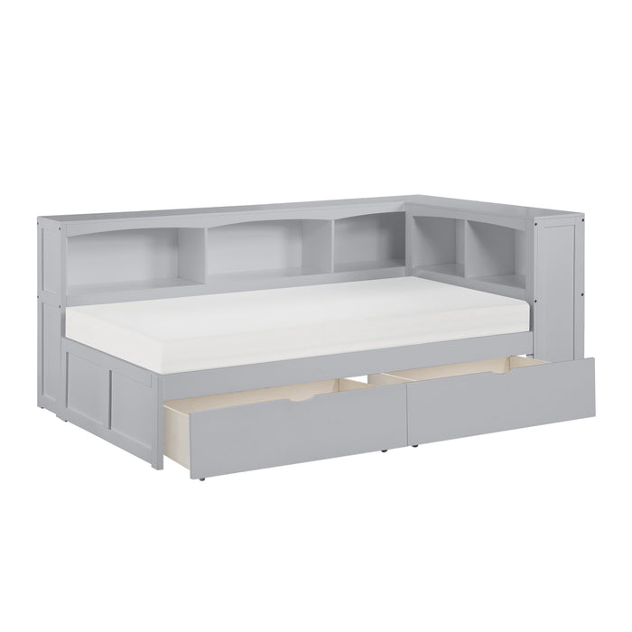 Orion (4) Twin Bookcase Corner Bed with Storage Boxes in Gray - B2063BC-1BCT* - FAMSA Furniture (TX)