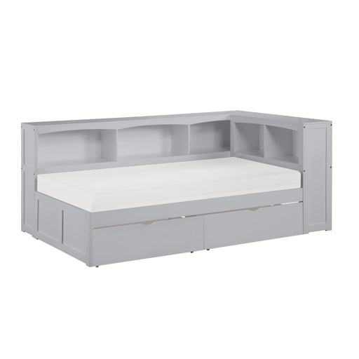 Orion (4) Twin Bookcase Corner Bed with Storage Boxes in Gray - B2063BC-1BCT* - FAMSA Furniture (TX)