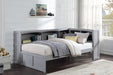Orion (3) Twin Bookcase Corner Bed in Gray - B2063BC-1BC* - FAMSA Furniture (TX)