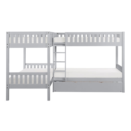 Orion (4) Corner Bunk Bed with Twin Trundle in Gray - B2063CN-1R* - FAMSA Furniture (TX)