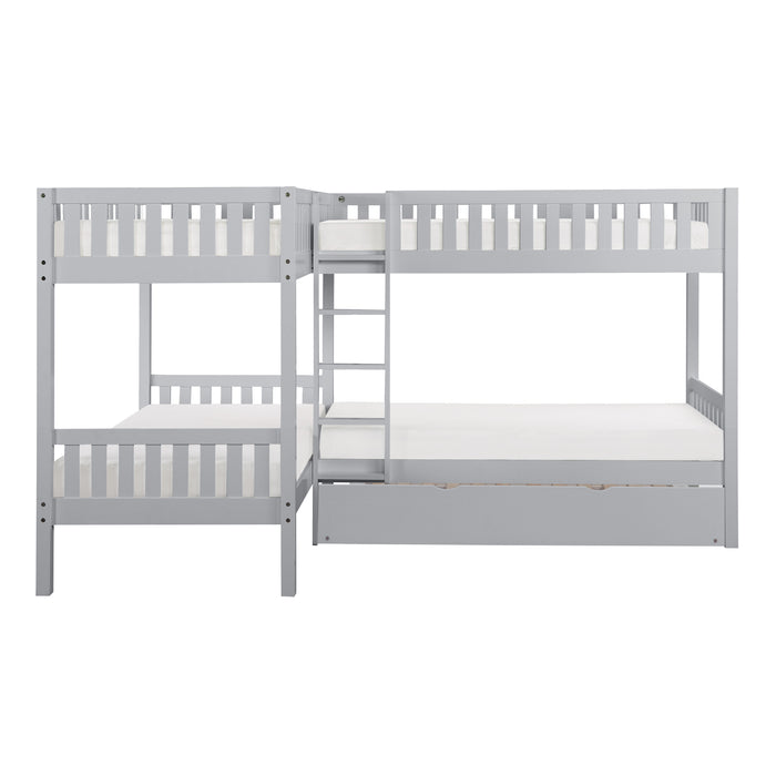 Orion (4) Corner Bunk Bed with Twin Trundle in Gray - B2063CN-1R* - FAMSA Furniture (TX)