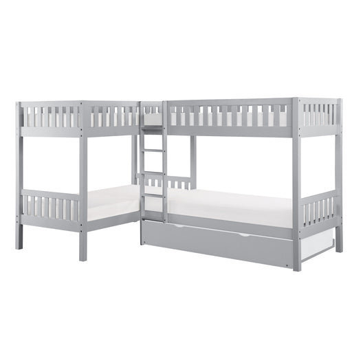 Orion (4) Corner Bunk Bed with Twin Trundle in Gray - B2063CN-1R* - FAMSA Furniture (TX)