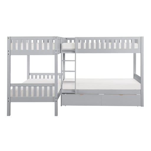 Orion (4) Corner Bunk Bed with Storage Boxes in Gray - B2063CN-1T* - FAMSA Furniture (TX)