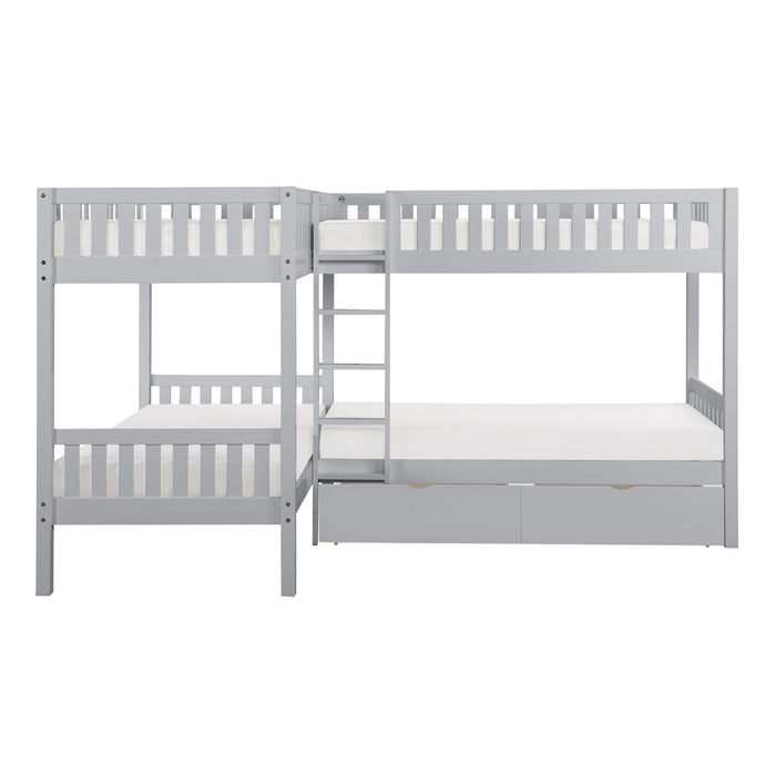 Orion (4) Corner Bunk Bed with Storage Boxes in Gray - B2063CN-1T* - FAMSA Furniture (TX)