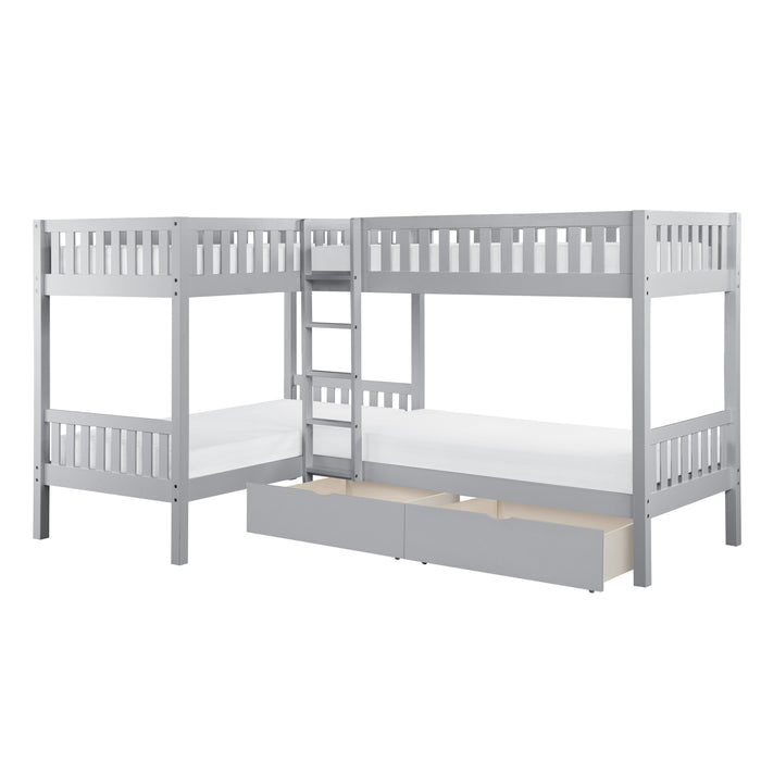 Orion (4) Corner Bunk Bed with Storage Boxes in Gray - B2063CN-1T* - FAMSA Furniture (TX)