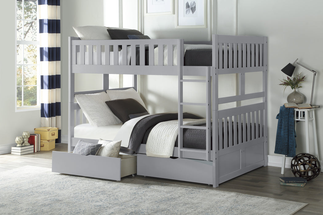 Orion (4) Full/Full Bunk Bed with Storage Boxes in Gray - B2063FF-1*T - FAMSA Furniture (TX)