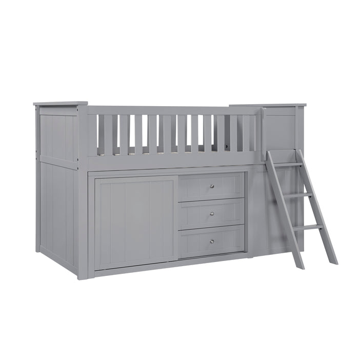 Orion (5) Low Loft Bunk with Bookcase and Dresser in Gray - B2063LL-1*BCDR - FAMSA Furniture (TX)