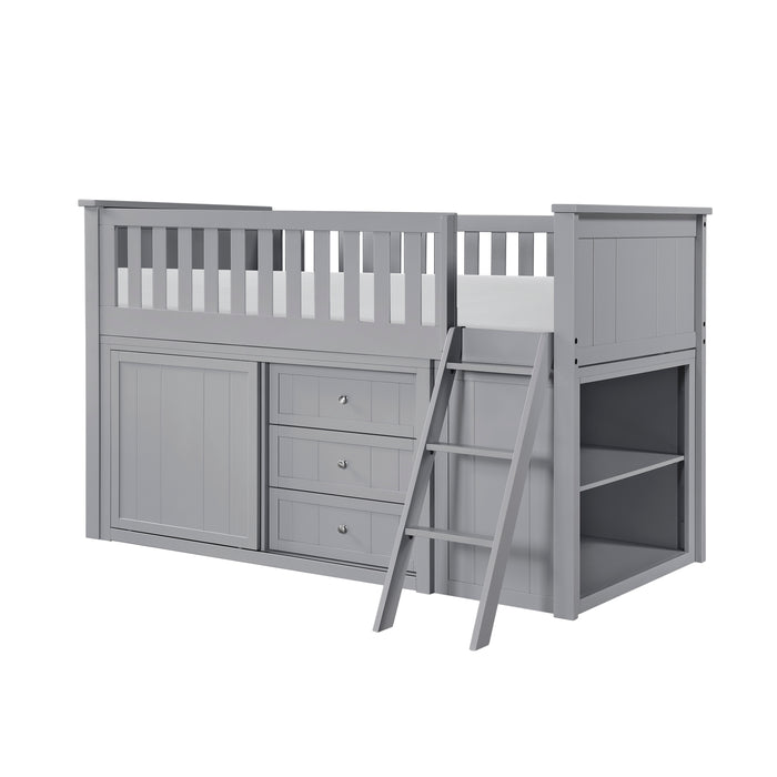 Orion (5) Low Loft Bunk with Bookcase and Dresser in Gray - B2063LL-1*BCDR - FAMSA Furniture (TX)