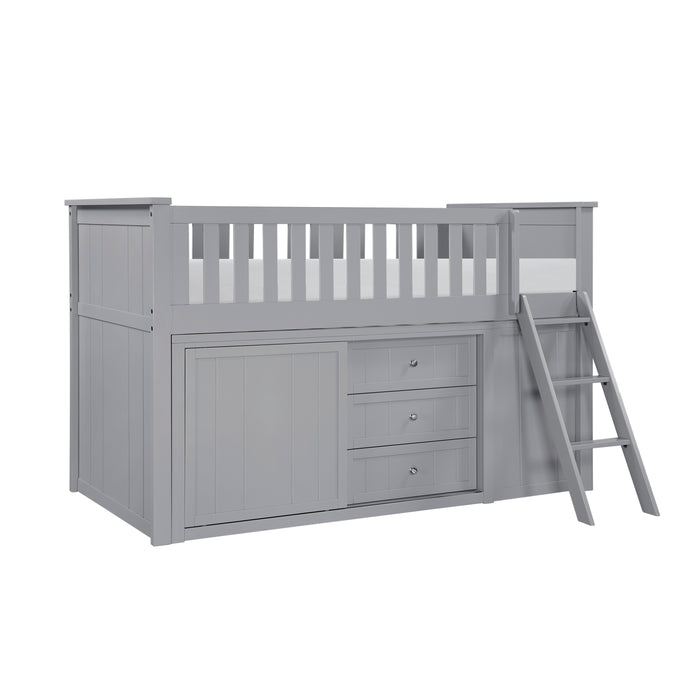 Orion (5) Low Loft Bunk with Bookcase and Dresser in Gray - B2063LL-1*BCDR - FAMSA Furniture (TX)