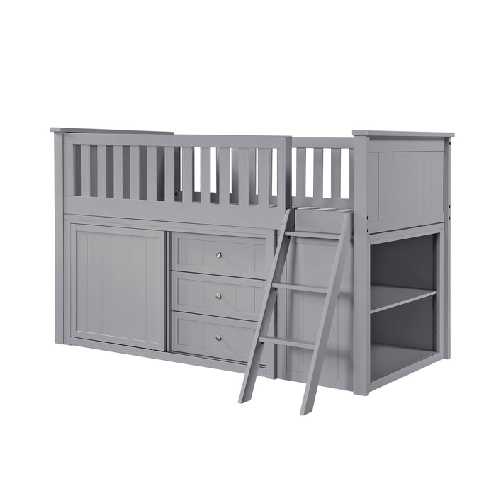 Orion (5) Low Loft Bunk with Bookcase and Dresser in Gray - B2063LL-1*BCDR - FAMSA Furniture (TX)