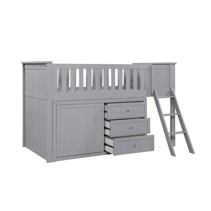 Orion (4) Low Loft Bunk with Dresser in Gray - B2063LL-1*DR - FAMSA Furniture (TX)