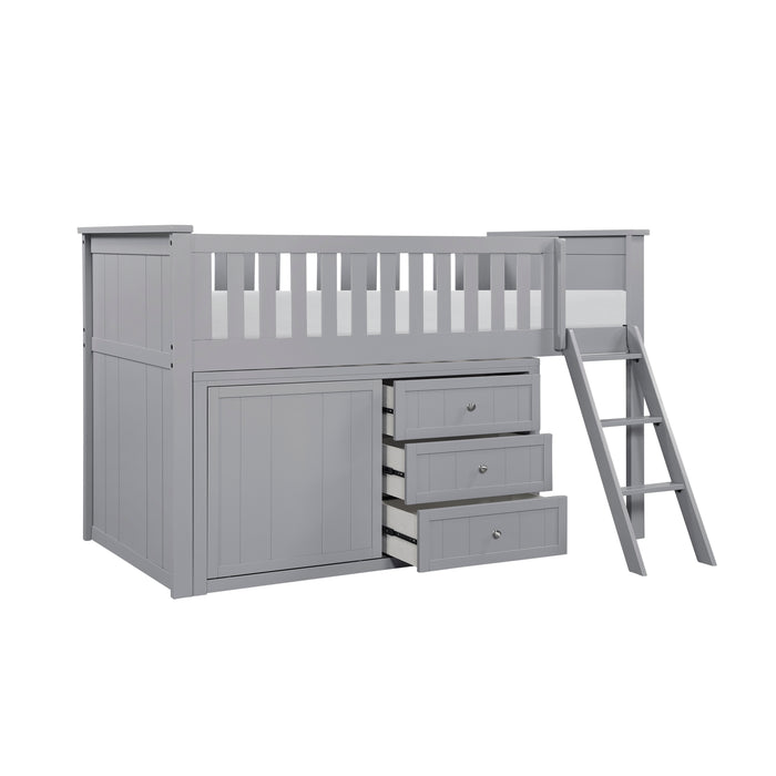 Orion (4) Low Loft Bunk with Dresser in Gray - B2063LL-1*DR - FAMSA Furniture (TX)