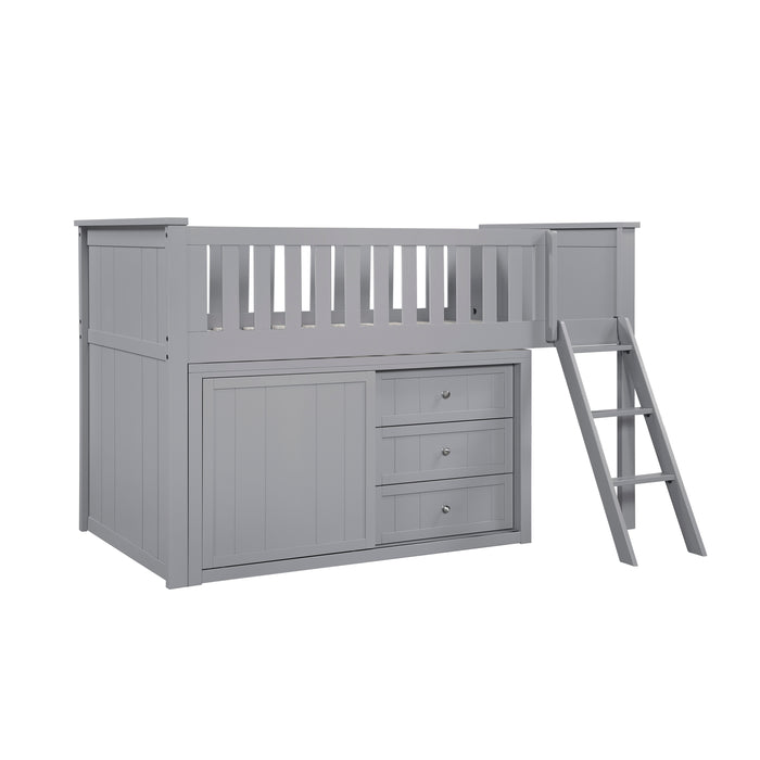 Orion (4) Low Loft Bunk with Dresser in Gray - B2063LL-1*DR - FAMSA Furniture (TX)