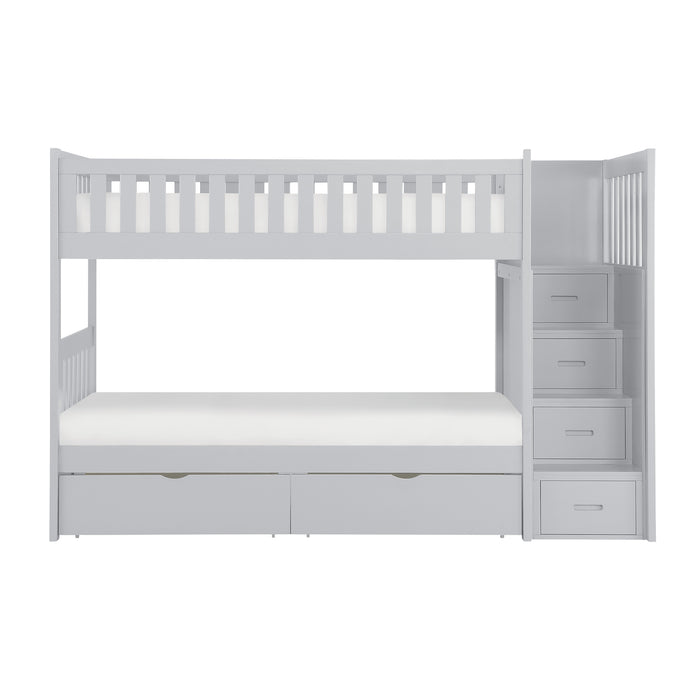 Orion (5) Twin/Twin Step Bunk Bed with Storage Boxes in Gray - B2063SB-1*T - FAMSA Furniture (TX)