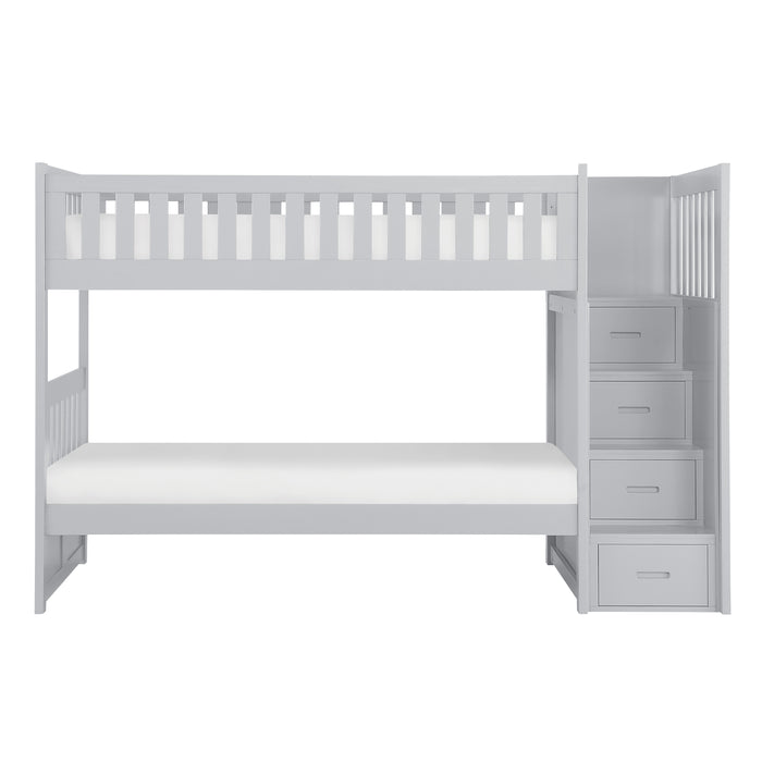 Orion (4) Twin/Twin Step Bunk Bed in Gray - B2063SB-1* - FAMSA Furniture (TX)