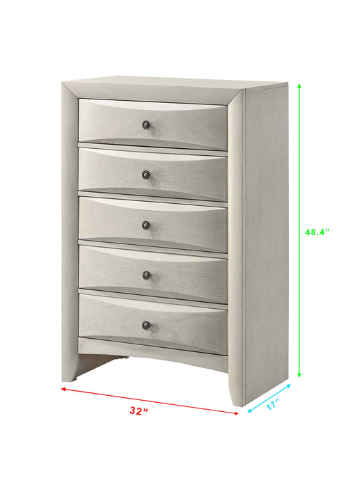 Emily 5-Drawer Chest - White