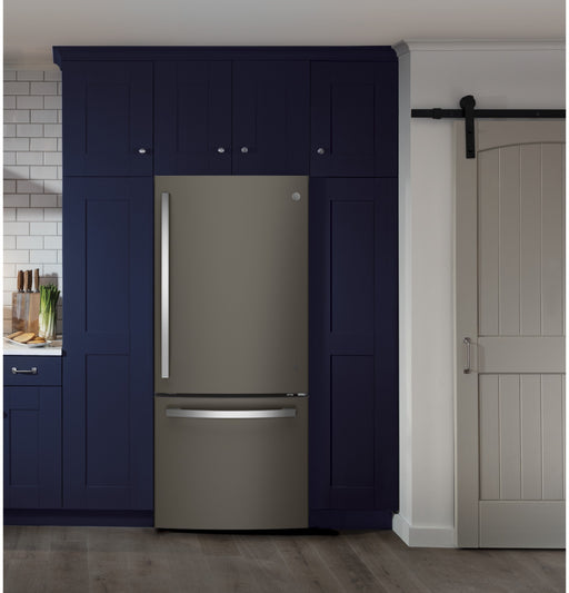 GE Series 20.9 Cu. Ft. Slate Bottom Freezer Refrigerator GDE21EMKES - FAMSA Furniture (TX)