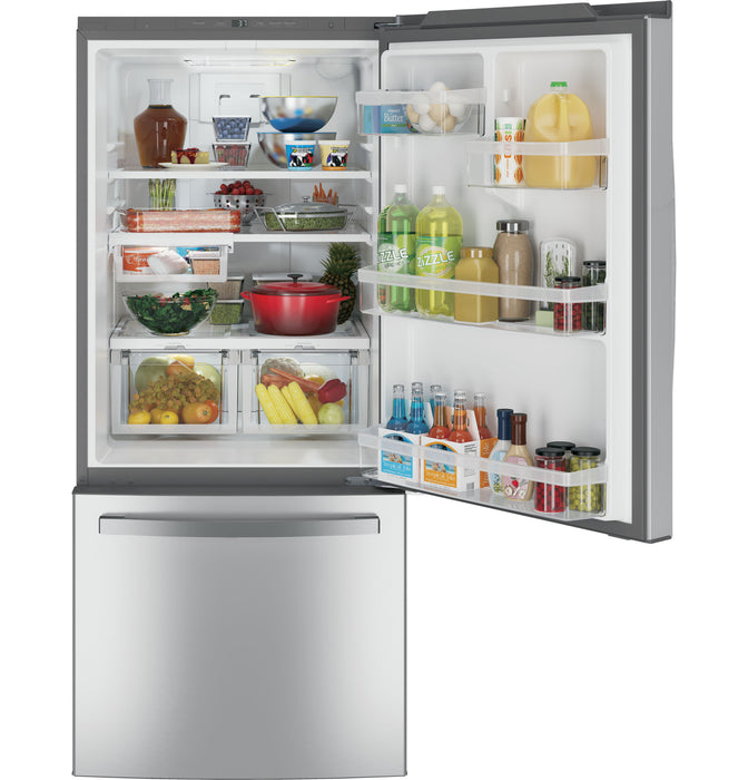 GE 21.0 Cu. Ft. Fingerprint Resistant Stainless Steel Bottom Freezer Refrigerator GDE21EYKFS