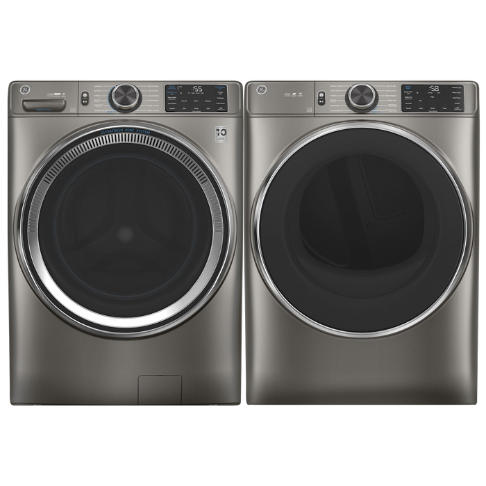 GE Satin Nickel Front Load Laundry Pair - FAMSA Furniture (TX)