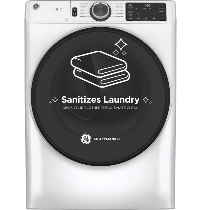 GE® ENERGY STAR® 7.8 cu. ft. Capacity Smart Front Load Gas Dryer with Sanitize Cycle GFD55GSSNWW