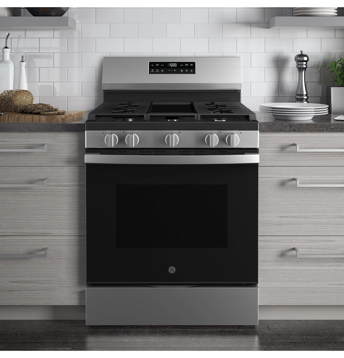GE® 30" Free-Standing Gas Range with Crisp Mode GGF500PVSS - FAMSA Furniture (TX)