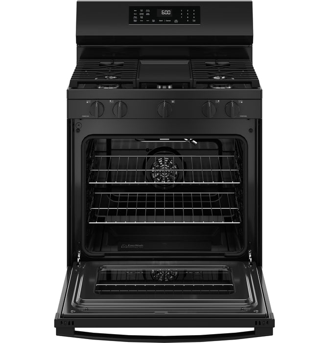 GE® 30" Free-Standing Gas Convection Range with No Preheat Air Fry and EasyWash™ Oven Tray GGF600AVBB - FAMSA Furniture (TX)