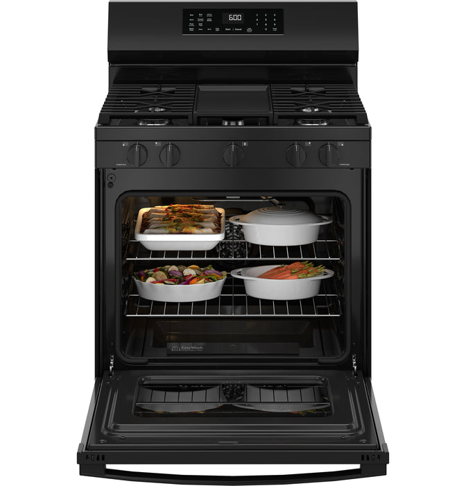GE® 30" Free-Standing Gas Convection Range with No Preheat Air Fry and EasyWash™ Oven Tray GGF600AVBB - FAMSA Furniture (TX)