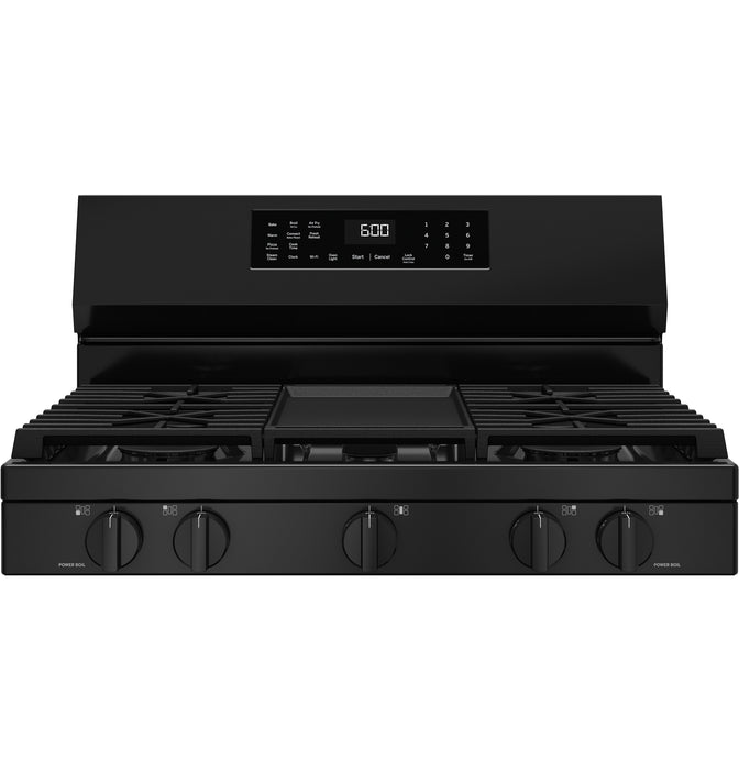 GE® 30" Free-Standing Gas Convection Range with No Preheat Air Fry and EasyWash™ Oven Tray GGF600AVBB - FAMSA Furniture (TX)