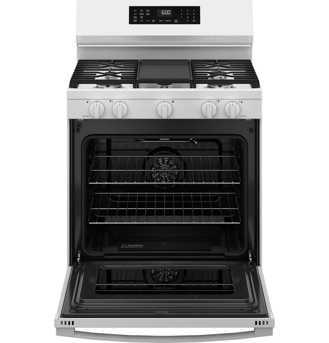 GE® 30" Free-Standing Gas Convection Range with No Preheat Air Fry and EasyWash™ Oven Tray GGF600AVWW - FAMSA Furniture (TX)
