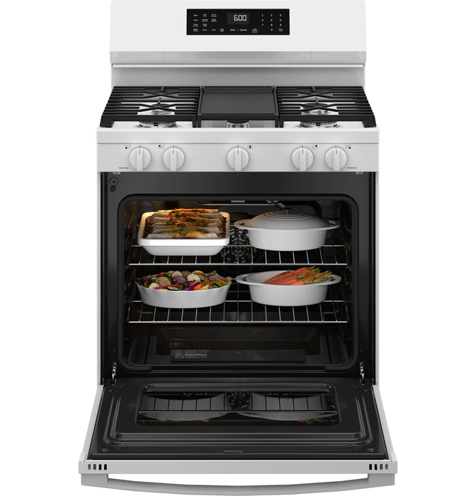 GE® 30" Free-Standing Gas Convection Range with No Preheat Air Fry and EasyWash™ Oven Tray GGF600AVWW - FAMSA Furniture (TX)