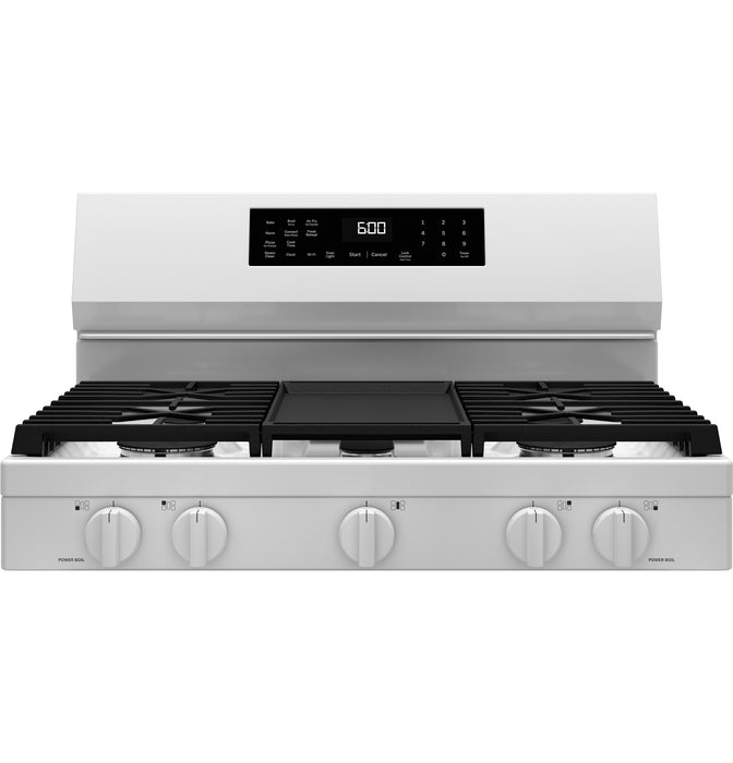 GE® 30" Free-Standing Gas Convection Range with No Preheat Air Fry and EasyWash™ Oven Tray GGF600AVWW - FAMSA Furniture (TX)