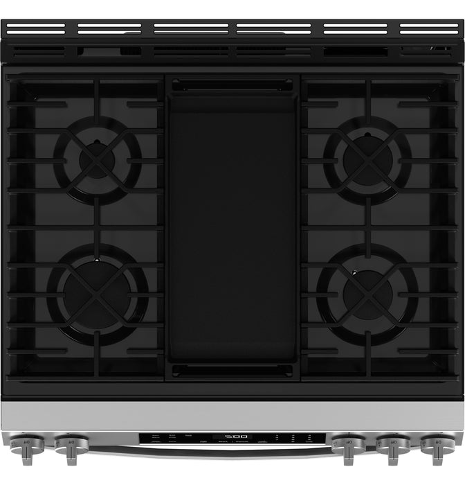 GE® 30" Slide-In Front-Control Gas Range with Crisp Mode
