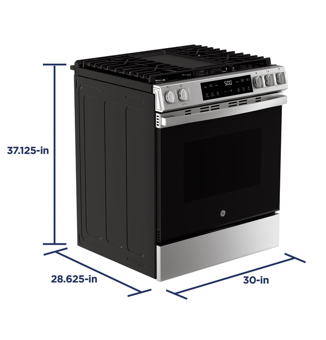 GE® 30" Slide-In Front-Control Gas Range with Crisp Mode GGS500PVSS