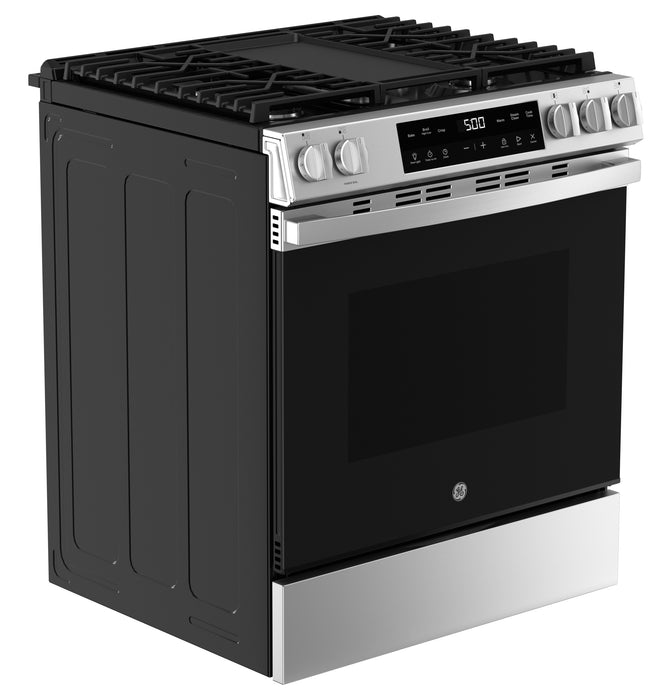 GE® 30" Slide-In Front-Control Gas Range with Crisp Mode GGS500PVSS