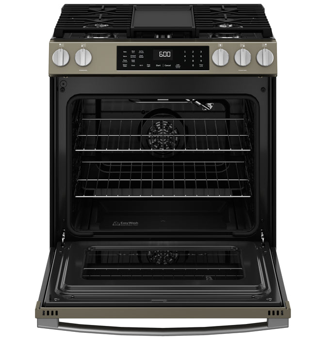 GE® 30" Slide-In Front-Control Convection Gas Range with No Preheat Air Fry and EasyWash™ Oven Tray GGS600AVES - FAMSA Furniture (TX)