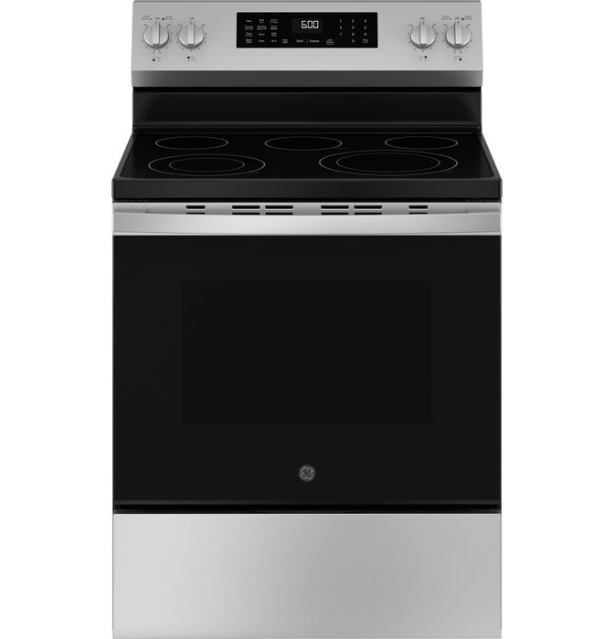 GE ENERGY STAR 30" Free-Standing Electric Convection Range with No Preheat Air Fry and EasyWash Oven Tray GRF600AVSS - FAMSA Furniture (TX)
