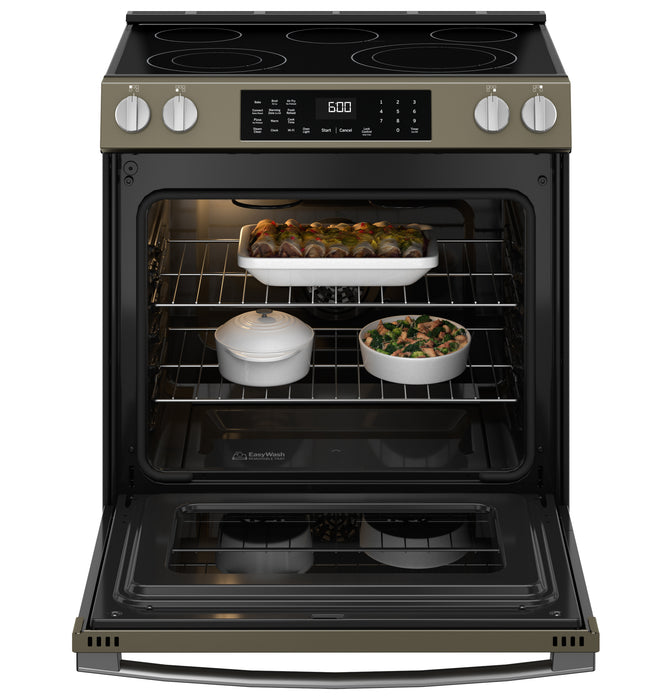 GE® ENERGY STAR® 30" Slide-In Electric Convection Range with No Preheat Air Fry and EasyWash™ Oven Tray GRS600AVES
