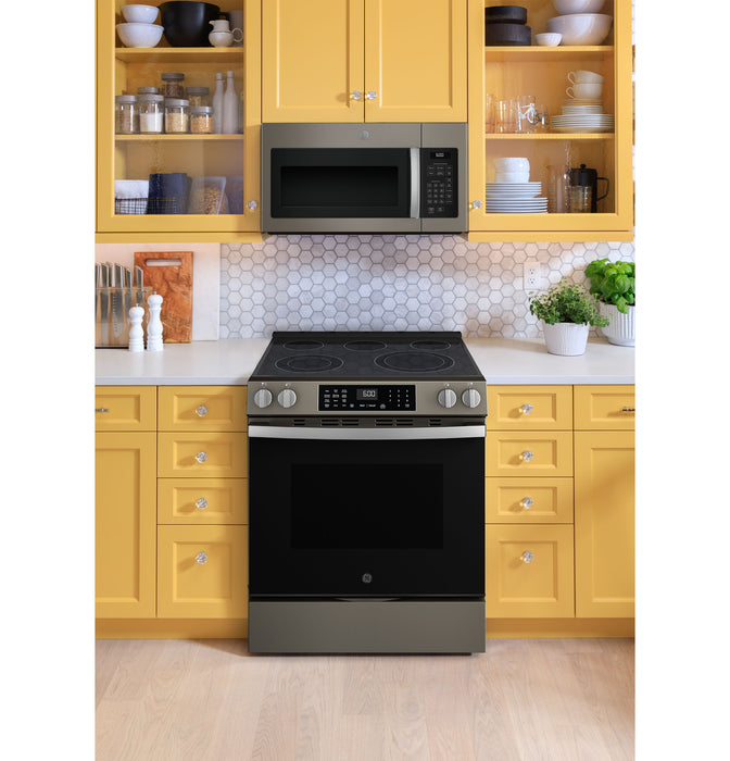 GE® ENERGY STAR® 30" Slide-In Electric Convection Range with No Preheat Air Fry and EasyWash™ Oven Tray GRS600AVES