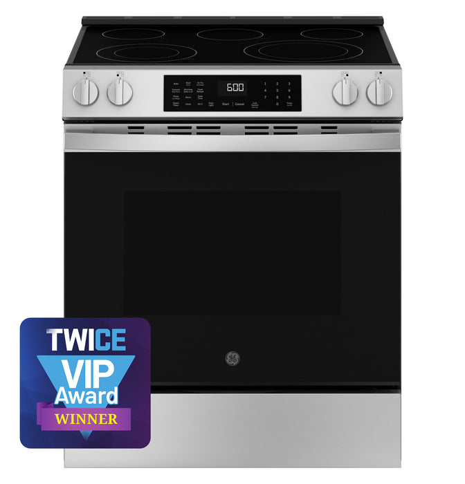 GE® ENERGY STAR® 30" Slide-In Electric Convection Range with No Preheat Air Fry and EasyWash™ Oven Tray GRS600AVFS
