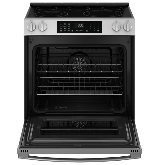 GE® ENERGY STAR® 30" Slide-In Electric Convection Range with No Preheat Air Fry and EasyWash™ Oven Tray GRS600AVFS - FAMSA Furniture (TX)