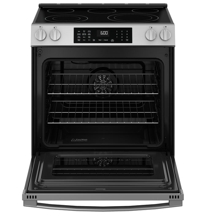 GE® ENERGY STAR® 30" Slide-In Electric Convection Range with No Preheat Air Fry and EasyWash™ Oven Tray GRS600AVFS