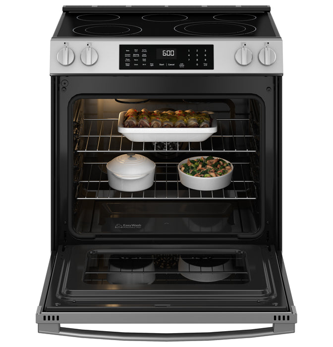 GE® ENERGY STAR® 30" Slide-In Electric Convection Range with No Preheat Air Fry and EasyWash™ Oven Tray GRS600AVFS