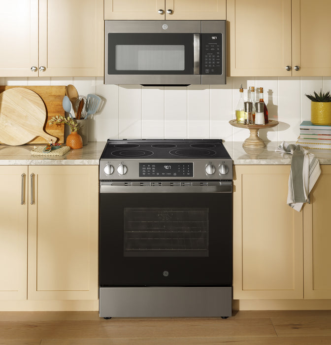 GE® ENERGY STAR® 30" Slide-In Electric Convection Range with No Preheat Air Fry and EasyWash™ Oven Tray GRS600AVFS