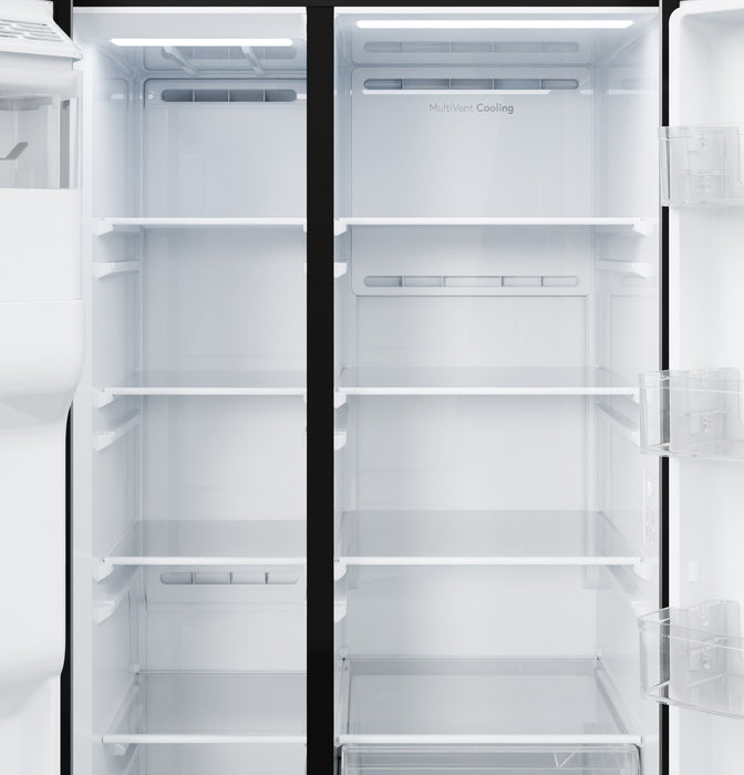 GE® 27.9 Cu. Ft. Side-By-Side Refrigerator with Extra Tall Dispenser and In-Door Icemaker GSS28NGYBB - FAMSA Furniture (TX)