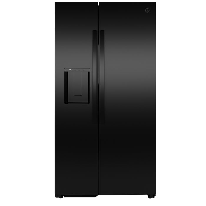 GE® 27.9 Cu. Ft. Side-By-Side Refrigerator with Extra Tall Dispenser and In-Door Icemaker GSS28NGYBB - FAMSA Furniture (TX)