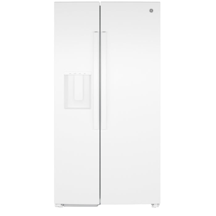 GE® 27.9 Cu. Ft. Side-By-Side Refrigerator with Extra Tall Dispenser and In-Door Icemaker GSS28NGYBB - FAMSA Furniture (TX)